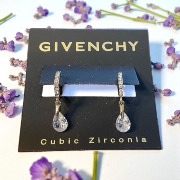 Givenchy Silver and Clear Drop Earrings - Picture 1 of 1